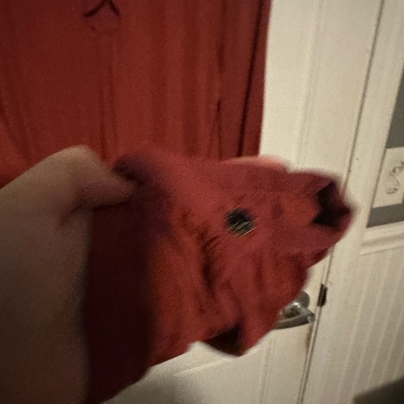 White House Black Market Rust Blouse with Ruffled Neckline - Picture 4 of 4